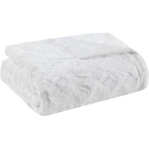 Madison Park Zuri Soft Plush Luxury Oversized Faux Fur Throw Animal Stripes Design, Faux Mink On The Reverse, Modern All Seasons Blanket for Bed, Sofa Couch, Office, Sand, 60×70″(White)