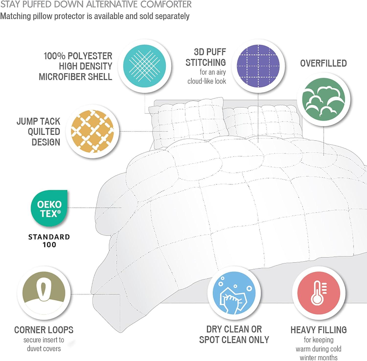 imageMadison Park Queen Comforter Overfilled High Desity Down Alternative Fill Winter 3D Puff Jump Tack Quilted Microfiber Fluffy Comforter Corner Loops Stay Puffed FullQueen WhiteWhite