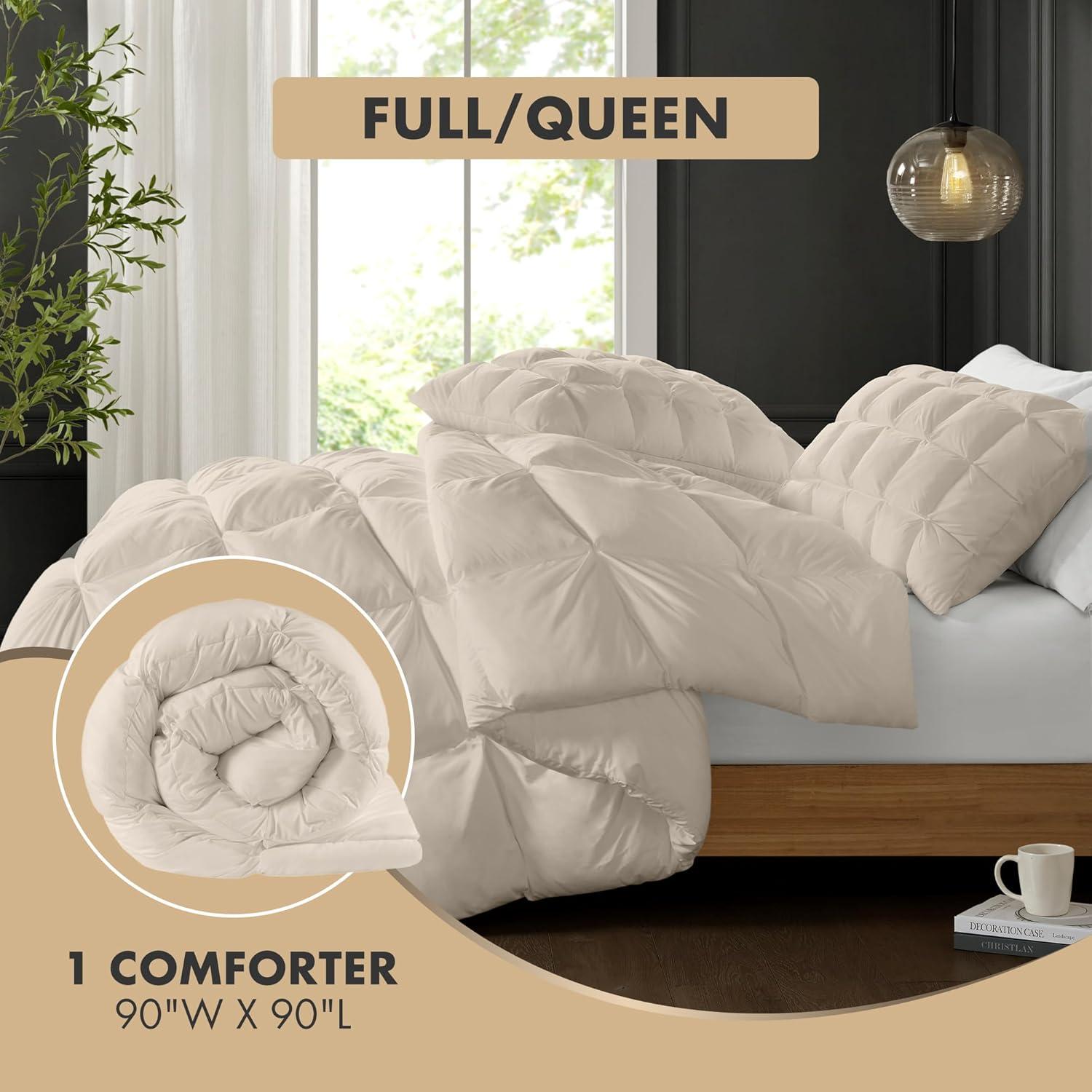 imageMadison Park Queen Comforter Overfilled High Desity Down Alternative Fill Winter 3D Puff Jump Tack Quilted Microfiber Fluffy Comforter Corner Loops Stay Puffed FullQueen WhiteTan