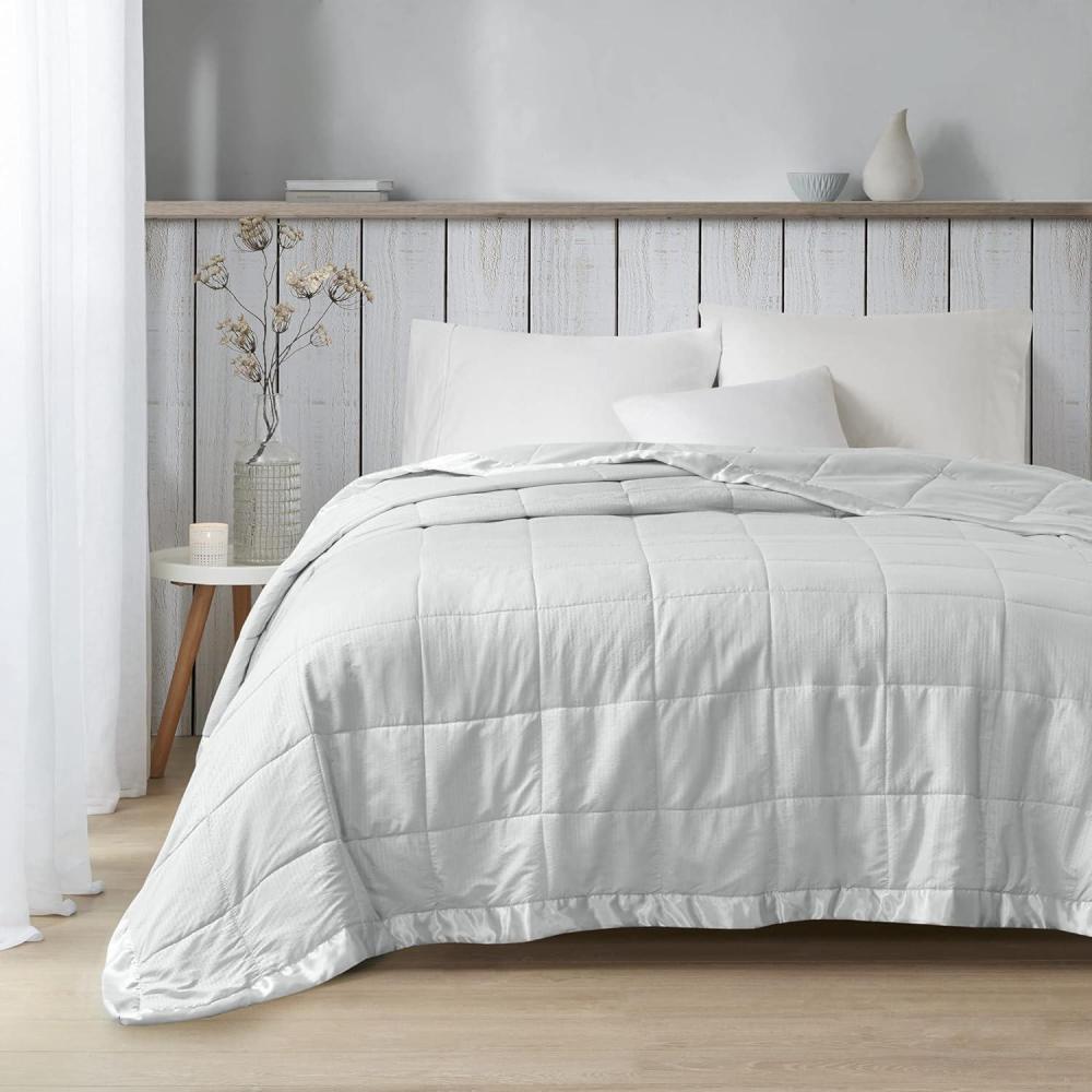 imageMadison Park Cambria Down Alternative Blanket Premium 3M Scotchgard Moisture Wicking Treatment Lightweight and Soft Bed Cover For Summer with Satin Trim Oversized King TaupeGray