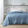 Madison Park Cambria Down Alternative Blanket, Premium 3M Scotchgard Moisture Wicking Treatment, Lightweight and Soft Bed Cover For Summer with Satin Trim, Oversized King Taupe(Slate Blue)
