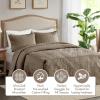 Madison Park Quebec Split Corner Quilted Bedspread Classic Traditional Design All Season, Lightweight, Bedding Set, Matching Shams, Queen, Damask Quilted Cream 3 Piece(Khaki)