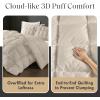 Madison Park Queen Comforter, Overfilled High Desity Down Alternative Fill Winter, 3D Puff Jump Tack Quilted Microfiber Fluffy Comforter, Corner Loops, Stay Puffed, Full/Queen, White(Tan)