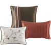 Madison Park Serene Faux Silk Comforter Set – Floral Embroidery Design, All Season Bedding Set, Matching Bed Skirt, Decorative Pillows, Red Queen(90″x90″) 7 Piece(Spice)