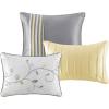 Madison Park Serene Faux Silk Comforter Set – Floral Embroidery Design, All Season Bedding Set, Matching Bed Skirt, Decorative Pillows, Red Queen(90″x90″) 7 Piece(Yellow)