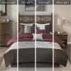 Madison Park Serene Faux Silk Comforter Set – Floral Embroidery Design, All Season Bedding Set, Matching Bed Skirt, Decorative Pillows, Red Queen(90″x90″) 7 Piece(Red)