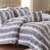 Madison Park Zuri Soft Plush Comforter Set, Faux Fur Animal Stripes Design, Faux Mink On The Reverse, Modern All Season Bedding Set with Matching Sham, King, Snow Leopard 4 Piece(Grey)