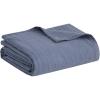 Madison Park Blanket Gauze 100% Cotton Soft & Breathable 3 Layers Lightweight Summer Cover, All Seasons, Cozy & Lofty for Bed, Couch and Office, Tan, Full/Queen(90″x90″)(Blue)