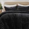 Madison Park Faux Fur Reversible Comforter Set, Down Alternative Filling, Modern Quilted Bedding with Matching Shams, King/California King, Black(Black)