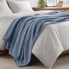 Madison Park Fuzzy Knit Blanket Dream Soft Blanket Cozy Breathable Cover Luxrurious Feathersoft Feel, All Seasons Lightweight Bedding for Summer Cover for Bed, Couch & Sofa, King, Navy Blue(Navy Blue)