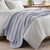 Madison Park Fuzzy Knit Blanket Dream Soft Blanket Cozy Breathable Cover Luxrurious Feathersoft Feel, All Seasons Lightweight Bedding for Summer Cover for Bed, Couch & Sofa, King, Navy Blue(Grey)