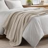 Madison Park Fuzzy Knit Blanket Dream Soft Blanket Cozy Breathable Cover Luxrurious Feathersoft Feel, All Seasons Lightweight Bedding for Summer Cover for Bed, Couch & Sofa, King, Navy Blue(Taupe)
