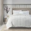 Madison Park King Cozy Blanket HeiQ Smart Temperature Plush to Microfiber Reverse Box Quilting, Reversible, Soft All Season, Lightweight Summer Cover, for Bed, Couch and Sofa, King, Ivory(Ivory)