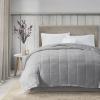 Madison Park King Cozy Blanket HeiQ Smart Temperature Plush to Microfiber Reverse Box Quilting, Reversible, Soft All Season, Lightweight Summer Cover, for Bed, Couch and Sofa, King, Ivory(Grey)