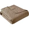 Madison Park Luxe Quilted Throw Blanket – Damask Stitching Design, Cotton Filled Spread, Ultra Soft, Cozy Bedding for Living Room Couch, Sofa, Bed, 60×72″, Scalloped Borders Cream(Khaki)
