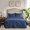 Madison Park Quebec Split Corner Quilted Bedspread Classic Traditional Design All Season, Lightweight, Bedding Set, Matching Shams, Queen, Damask Quilted Cream 3 Piece(Navy)