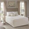 Madison Park Quebec Split Corner Quilted Bedspread Classic Traditional Design All Season, Lightweight, Bedding Set, Matching Shams, Queen, Damask Quilted Cream 3 Piece(Diamond Ivory)