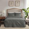 Madison Park Quebec Split Corner Quilted Bedspread Classic Traditional Design All Season, Lightweight, Bedding Set, Matching Shams, Queen, Damask Quilted Cream 3 Piece(Dark Grey)