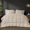 Madison Park Queen Comforter, Overfilled High Desity Down Alternative Fill Winter, 3D Puff Jump Tack Quilted Microfiber Fluffy Comforter, Corner Loops, Stay Puffed, Full/Queen, White(Tan)