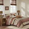 Madison Park Quilt Rustic Southwestern All Season, Breathable Coverlet Bedspread, Lightweight Bedding, Shams, Decorative Pillow, Full/Queen (90″x90″), Yosemite, Stripes Purple/Teal, 6 Piece(Taos Ikat Red/Spice)