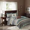 Madison Park Quilt Rustic Southwestern All Season, Breathable Coverlet Bedspread, Lightweight Bedding, Shams, Decorative Pillow, Full/Queen (90″x90″), Yosemite, Stripes Purple/Teal, 6 Piece(Malone Ikat Blue/Chocolate)