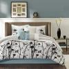Madison Park Quincy Cozy Comforter Nature Scenery Design – All Season Bedding, Matching Bed Skirt, Decorative Pillows, Quincy, Leaf & Bird Khaki Queen(90″x90″) 7 Piece(White)