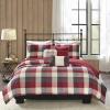 Madison Park Reversible Quilt Cabin Lifestyle Plaid Design – All Season, Breathable Coverlet Bedspread Bedding Set, Matching Shams, Full/Queen(90″x90″), Red 6 Piece(Ridge Red 6 Piece)