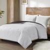 Madison Park Shaggy Faux Fur Comforter to Soft Mink Reverse, Reversible, All Season, Premium Fuzzy Cover, Down Alternative Blanket, Luxurious Bedding, Matching Shams, Sawyer Full/Queen Ivory/Black(Ivory/Black)