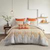 Madison Park Vienna Sateen Cotton Comforter Set, Breathable, Soft Cover, Trendy, All Season Down Alternative Cozy Bedding with Matching Shams, Queen, Black 7 Piece(Nisha Orange)