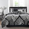 Madison Park Vienna Sateen Cotton Comforter Set, Breathable, Soft Cover, Trendy, All Season Down Alternative Cozy Bedding with Matching Shams, Queen, Black 7 Piece(Vienna Black)