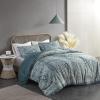 Madison Park Vienna Sateen Cotton Comforter Set, Breathable, Soft Cover, Trendy, All Season Down Alternative Cozy Bedding with Matching Shams, Queen, Black 7 Piece(Belcourt Blue)