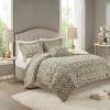 Madison Park Zuri Soft Plush Comforter Set, Faux Fur Animal Stripes Design, Faux Mink On The Reverse, Modern All Season Bedding Set with Matching Sham, King, Snow Leopard 4 Piece(Cheetah)
