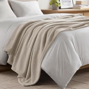 Madison Park Fuzzy Knit Blanket Dream Soft Blanket Cozy Breathable Cover Luxrurious Feathersoft Feel, All Seasons Lightweight Bedding for Summer Cover for Bed, Couch & Sofa, King, Navy Blue(Taupe)