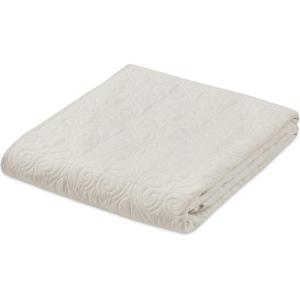 Madison Park Luxe Quilted Throw Blanket – Damask Stitching Design, Cotton Filled Spread, Ultra Soft, Cozy Bedding for Living Room Couch, Sofa, Bed, 60×72″, Scalloped Borders Cream(Ivory)