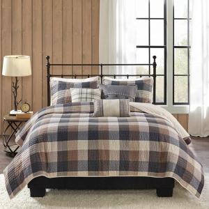 Madison Park Reversible Quilt Cabin Lifestyle Plaid Design – All Season, Breathable Coverlet Bedspread Bedding Set, Matching Shams, Full/Queen(90″x90″), Red 6 Piece(Ridge Neutral 6 Piece)