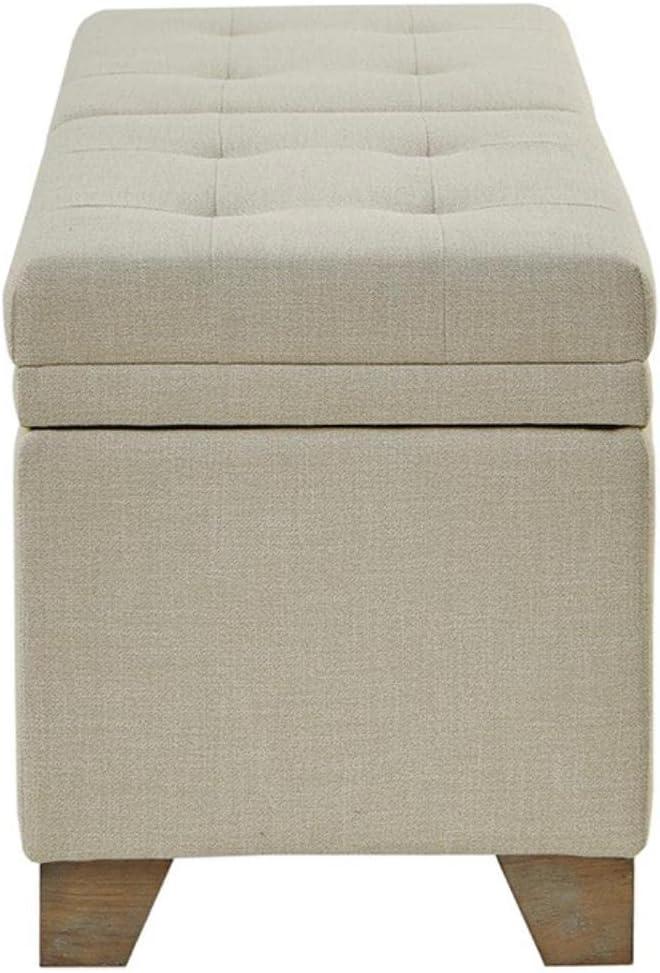 imageMadison Park Ashcroft Storage Ottoman Solid Wood Polyester Fabric Toy Storage Bench Natural Modern Style Ottoman with Storage 1 Piece Lift Top Storage SeatNatural