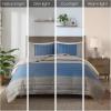 Madison Park Blake Quilt Set – 2 Tone Color Block Design, Classic Channel Quilting, Farmhouse Coverlet, All Season Breathable, Lightweight Cover, Cozy Summer Blanket, Full/Queen Taupe/Blue 3 Piece(Taupe/Blue)
