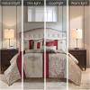 Madison Park Comforter Faux Silk-Traditional Luxurious Jacquard Design All Season Set, Matching Bed Skirt, Decorative Pillows, Queen(90″x90″), Navy 7 Piece(Donovan  Red)