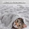 Madison Park Luxuriously Cozy Soft Long Faux Fur Basketweave Blanket, Reversible Soft & Snuggly Velvet Throw, Lightweight, Breathable, All Season, Trendy Room Décor, 50×60, Tan(Light Grey)