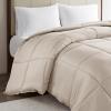 Madison Park Cotton Comforter, 300 Thread Count Cotton Comforter, Box Quilting, Soft, Breathable, Lightweight All Seasons Down Alternative Bedding with Corner Loops, Winfield, Twin/Twin XL, White(Tan)