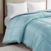 Madison Park Cotton Comforter, 300 Thread Count Cotton Comforter, Box Quilting, Soft, Breathable, Lightweight All Seasons Down Alternative Bedding with Corner Loops, Winfield, Twin/Twin XL, White(Teal)