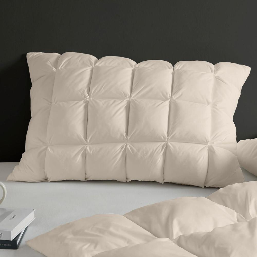 imageMadison Park King Pillowcase Puffy Pillow Protector Overfilled High Desity Fill Pillow Cover 3D Puff Quilted Microfiber Fluffy Pillowcase Zipper Closure Stay Puffed King White 1 PieceTan