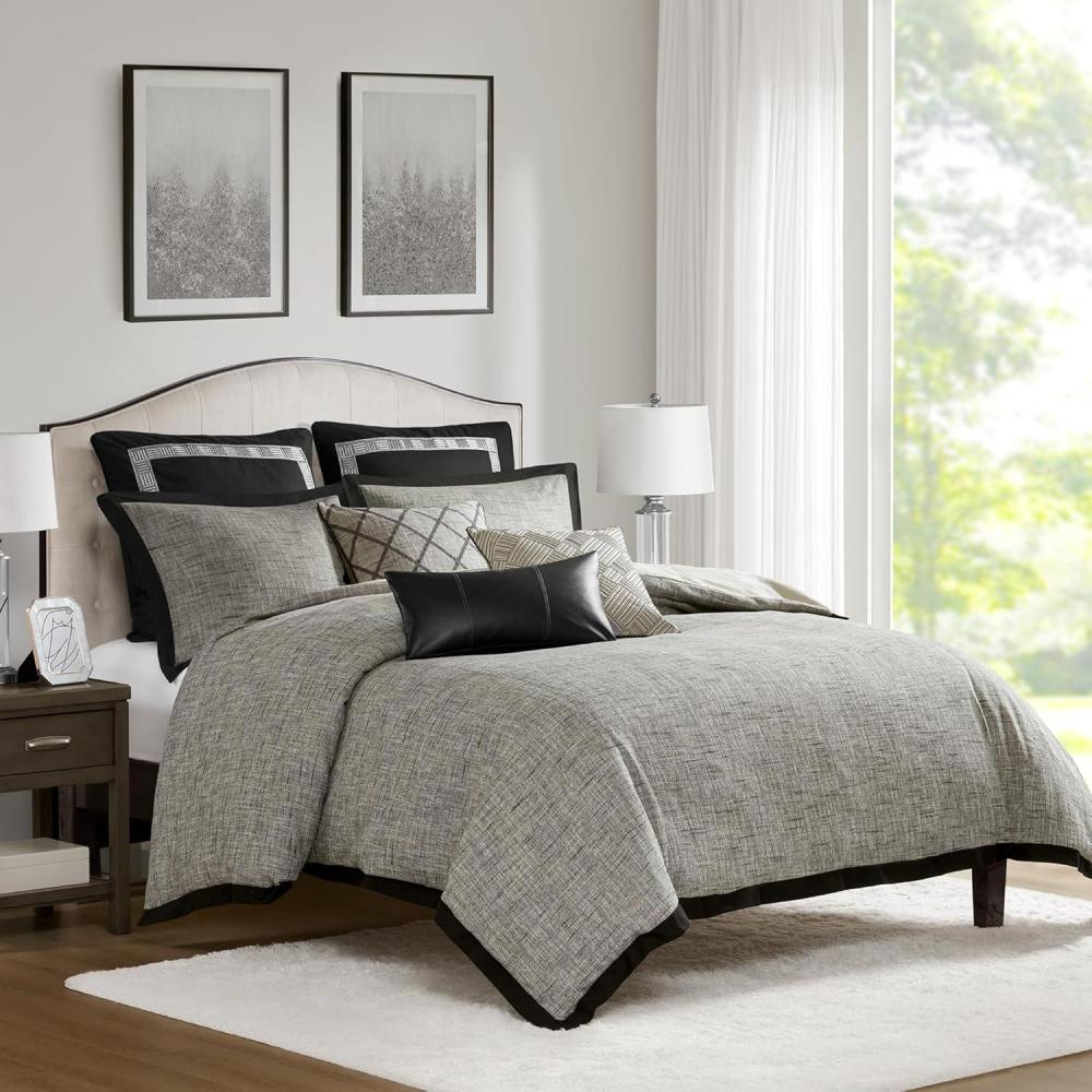 imageMadison Park Signature Luxury Comforter Set  All Season Bedding Chenille Jacquard Comforter with Sham ampamp Decorative Pillow Queen 8 PieceGray