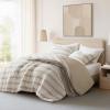 Madison Park Essentials Striped Comforter Set Queen Size, Yarn-Dyed Reversible Comforter with Minimalist Stripes, Crinkled Texture Bedding Set for All-Season Lightweight Warmth, Merritt Taupe(Taupe)
