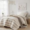Madison Park Essentials Striped Comforter Set Queen Size, Yarn-Dyed Reversible Comforter with Minimalist Stripes, Crinkled Texture Bedding Set for All-Season Lightweight Warmth, Merritt Taupe(Taupe)