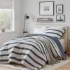 Madison Park Essentials Striped Comforter Set Queen Size, Yarn-Dyed Reversible Comforter with Minimalist Stripes, Crinkled Texture Bedding Set for All-Season Lightweight Warmth, Merritt Taupe(Blue)