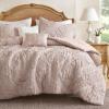 Madison Park Shabby Chic Comforter Set 5-Piece Queen Size, Puffy Seersucker Textured Grid Pattern Boho Bedding, Dusty Pink Plaid Comforter with 2 Shams & 2 Decorative Pillows(Pink)