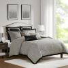 Madison Park Signature Luxury Comforter Set – All Season Bedding, Chenille Jacquard Comforter with Sham & Decorative Pillow, Queen 8 Piece(Gray)