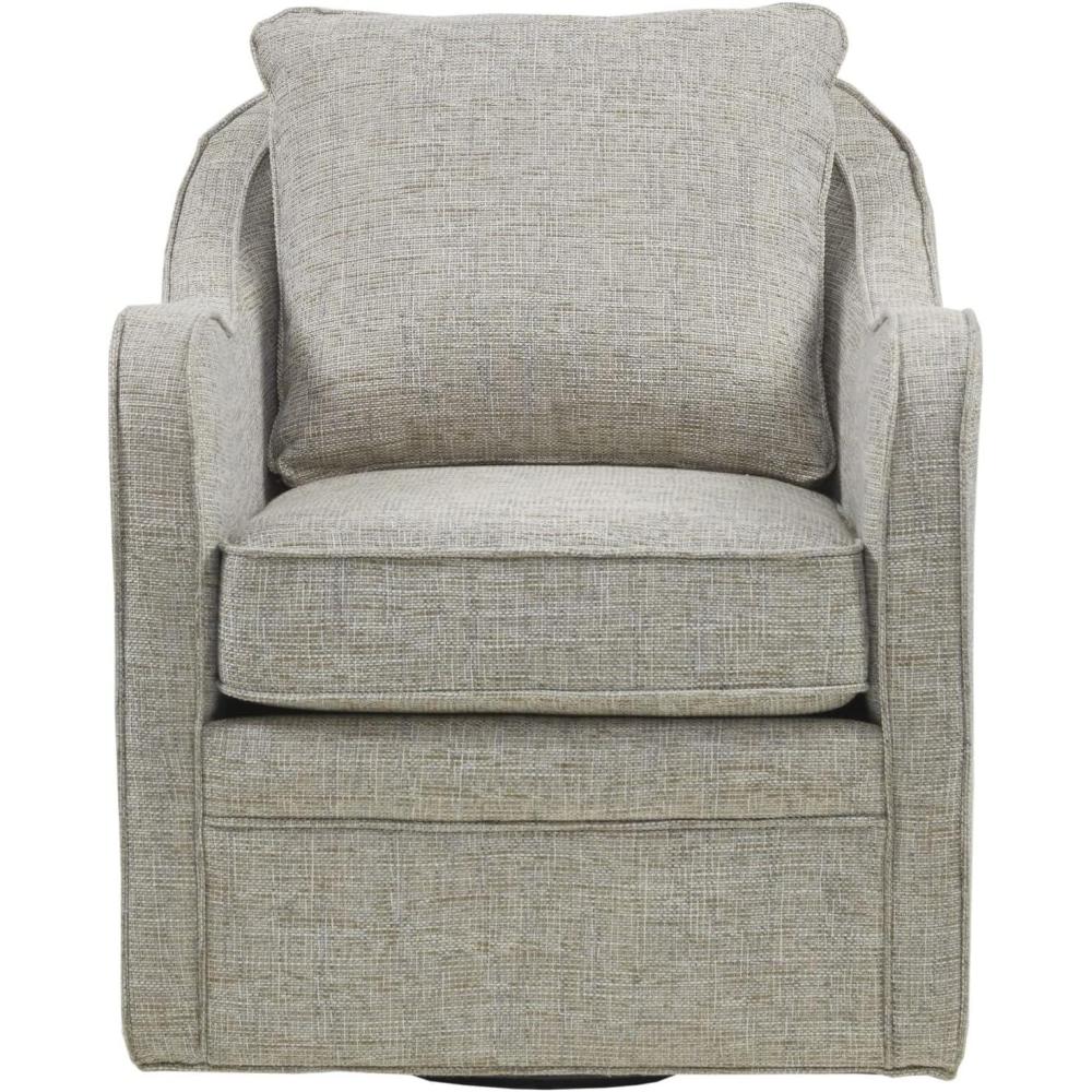 imageMadison Park Brianne Upholstered Swivel Curved Armchair 360 Degree Accent Chair with Metal Base Stand Pillowback Support Slub Weave Wide Seat for Nursery or Living Room Fully Assembled MultiBrianne Grey Multi