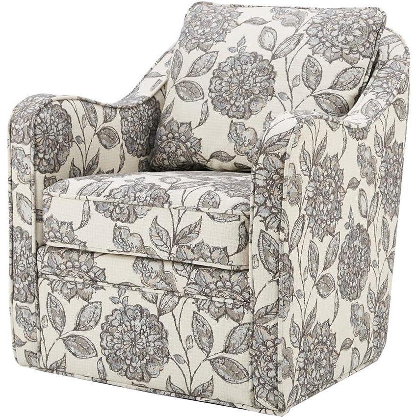 imageMadison Park Brianne Upholstered Swivel Curved Armchair 360 Degree Accent Chair with Metal Base Stand Pillowback Support Slub Weave Wide Seat for Nursery or Living Room Fully Assembled MultiBrianne Multi
